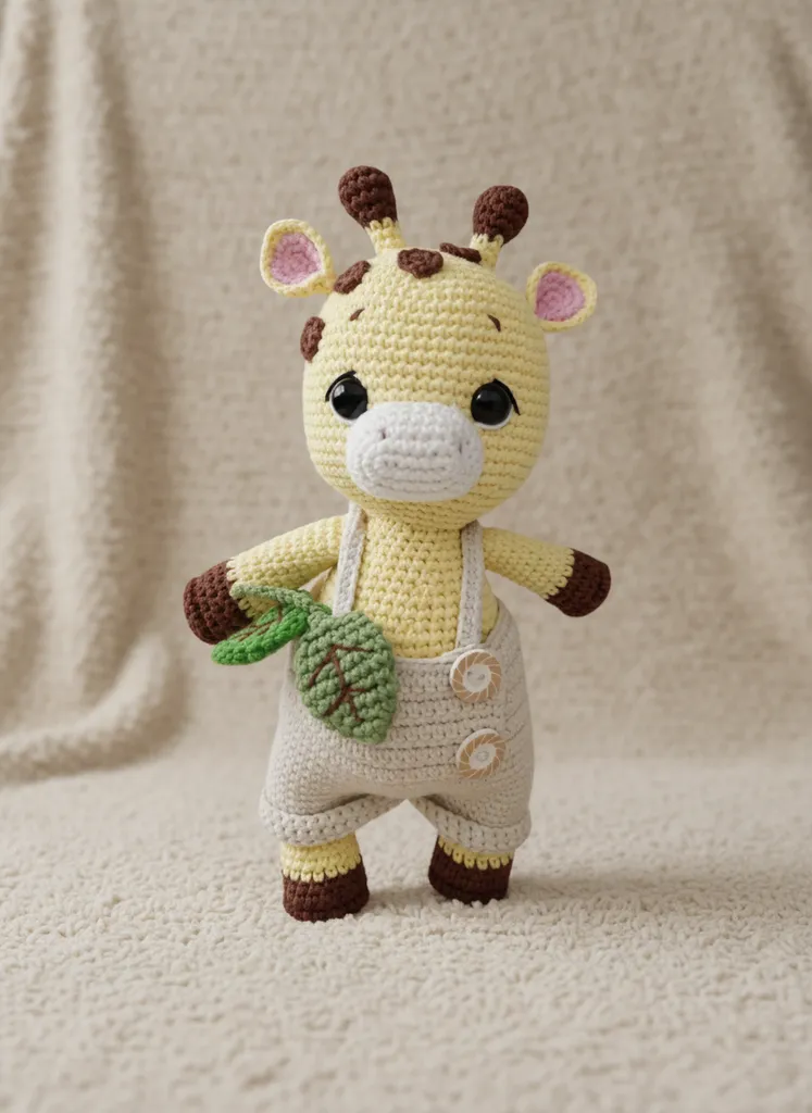 Sarı Örme Zürafa Amigurumi Oyuncak Bebek - El Yapımı Hediye