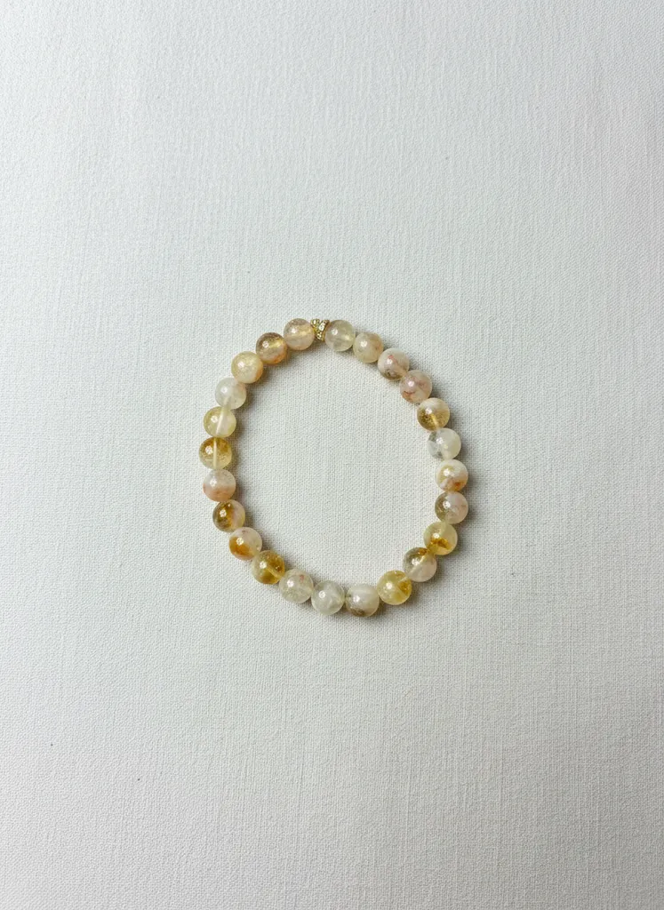 Sitrin Doğal Taş Bileklik - Şifa Enerjisi, Sarı Beyaz Renk