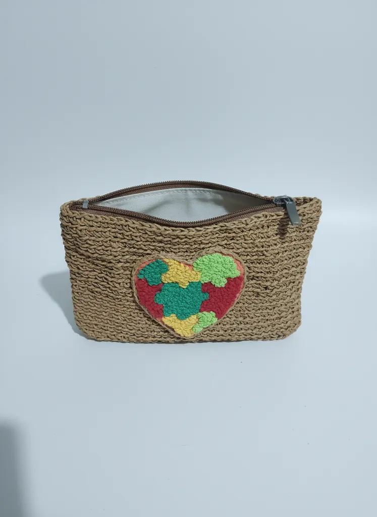 Kağıt İpinden El Yapımı Punch Desenli Çanta Cüzdan - El İşlemesi