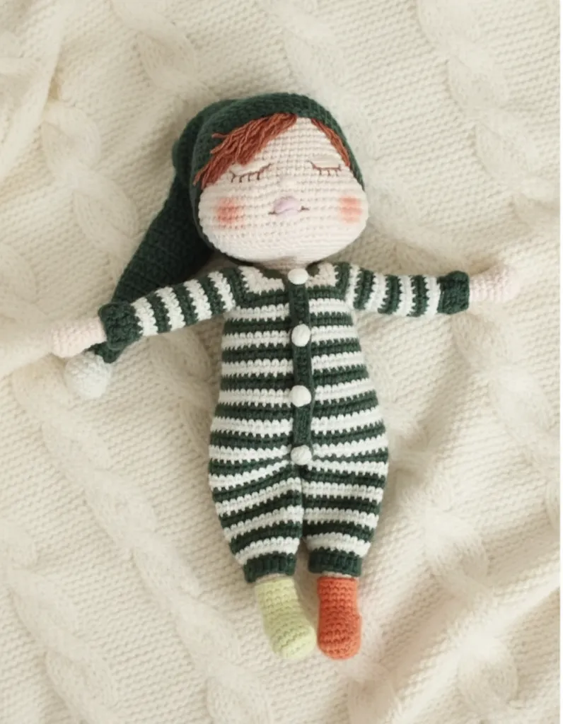 Amigurumi Örgü Uyku Arkadaşı Bebek Oyuncak - 24 cm El Emeği
