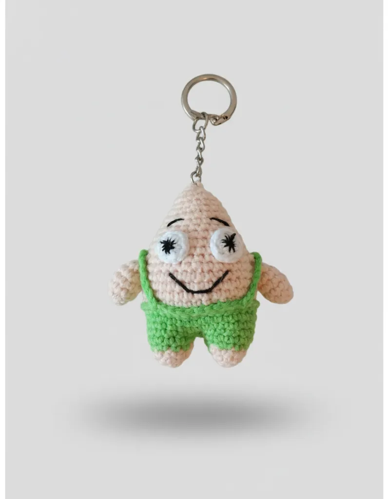 Amigurumi Patrick Anahtarlık - El Örgüsü Coton İplik ve Boncuk Elyaf Dolgulu