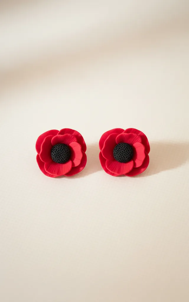 Kırmızı Polimer Kil Çiçek Küpe - El Yapımı Hafif Tasarım