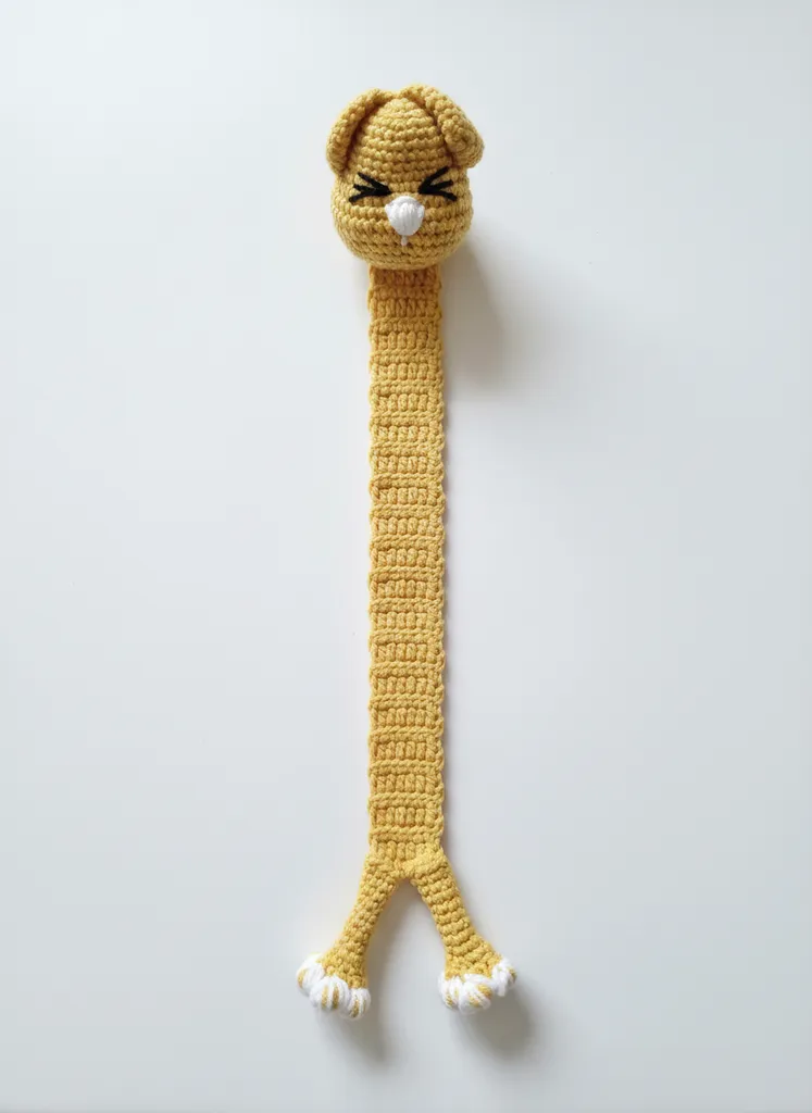 Sarı Amigurumi Kedi Kitap Ayracı - Sevimli ve Şirin Tasarım