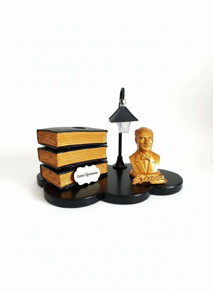 Atatürk Büstü, Kitap Tasarımlı Masa Üstü Lamba ve Kalemlik - El Emeği