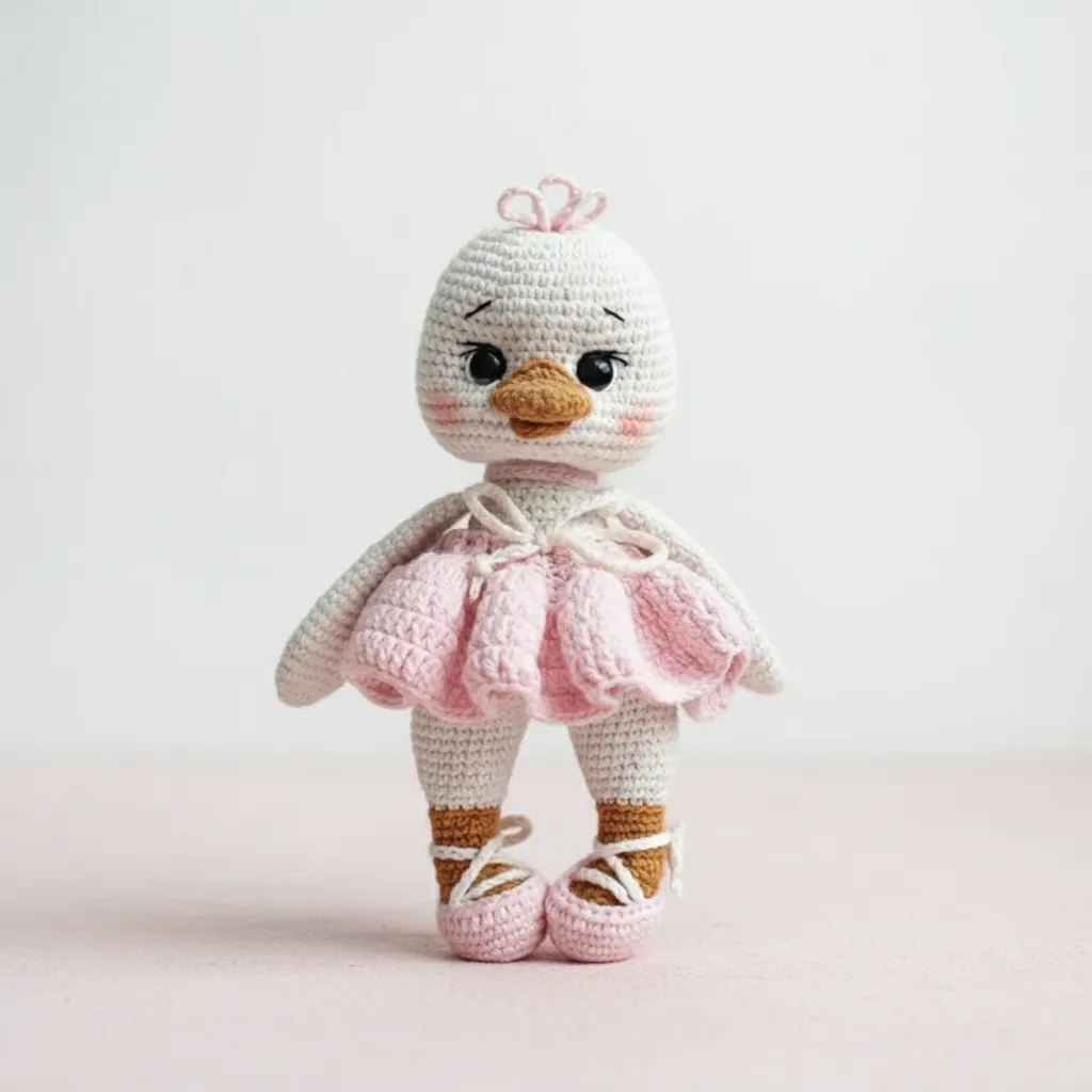 Örgü Balerin Ördek Bebek Oyuncak - Pembe Tütülü ve El Emeği