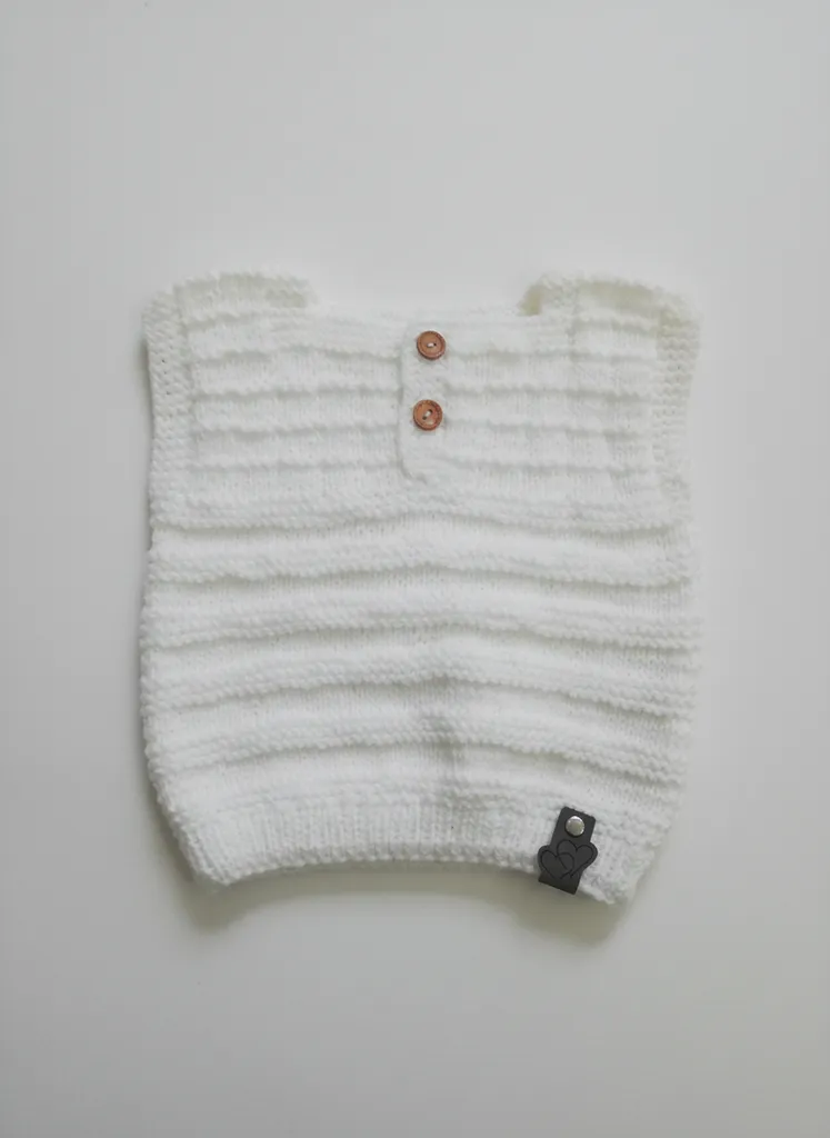Beyaz Örgü Bebek Süveter - 1 Yaş Erkek Çocuk için El Emeği