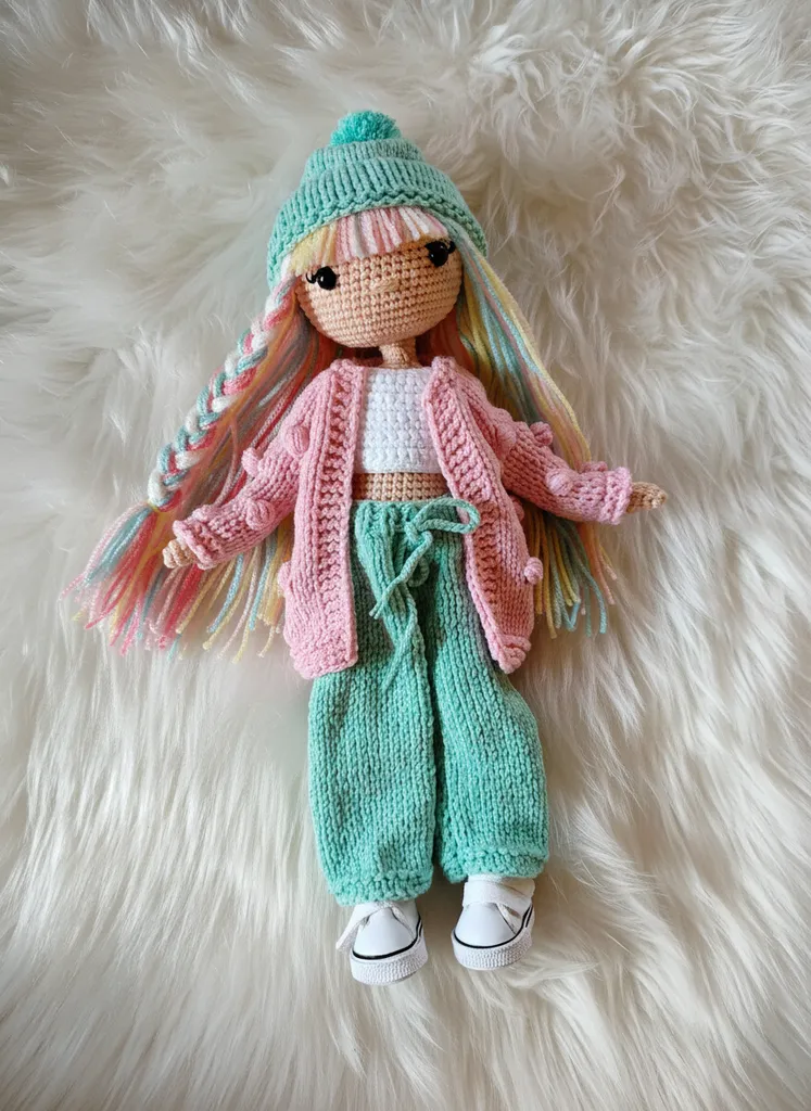 Örgü Melodi Oyuncak Bebek - 30 cm Pamuk İplikten El Yapımı