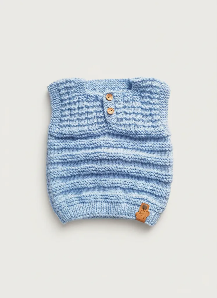 Mavi Örgü Erkek Bebek Süveter - 6 Ay 1 Yaş - El Emeği