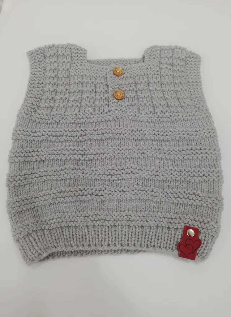 6 Ay - 1 Yaş Gri Örgü Erkek Bebek Süveter - El Örmesi