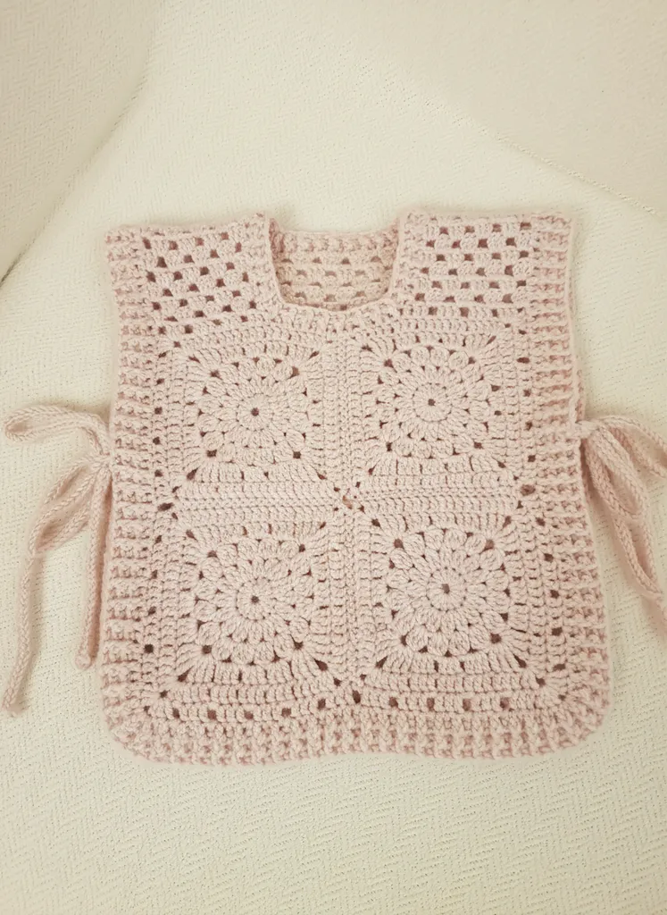 Pembe Koton İpten Örgü Çocuk Süveteri - 1/2 Yaş El Emeği