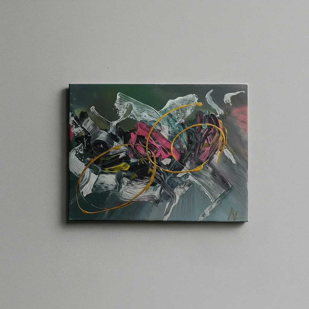 Renkli Soyut Kanvas Tablo - Modern Sanat, 35x50 cm - El Yapımı