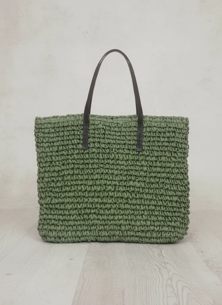 Yeşil Kağıt İp Örgü Plaj Çantası - Günlük Kullanıma Uygun