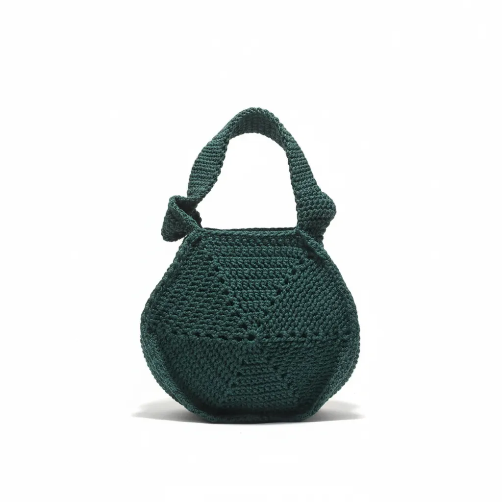 Yeşil Altıgen Örgü Çanta - El Emeği Omuz ve Kol Çantası