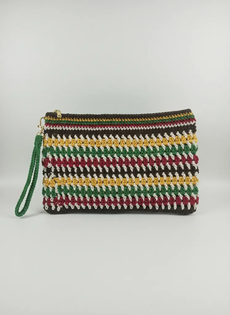 Renkli Örgü İp Cüzdan Çanta - El Emeği Makyaj ve Seyahat Çantası
