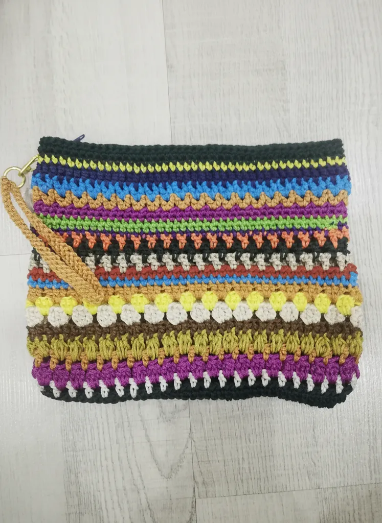 Çok Renkli Tığ İşi Cüzdan Çanta - 25x20 cm - El Emeği