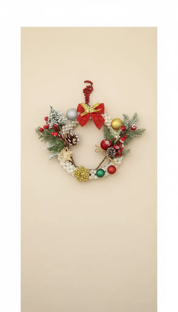 İnci ve Noel Süslemeli Kapı Çelengi - El Yapımı Lüks Tasarım