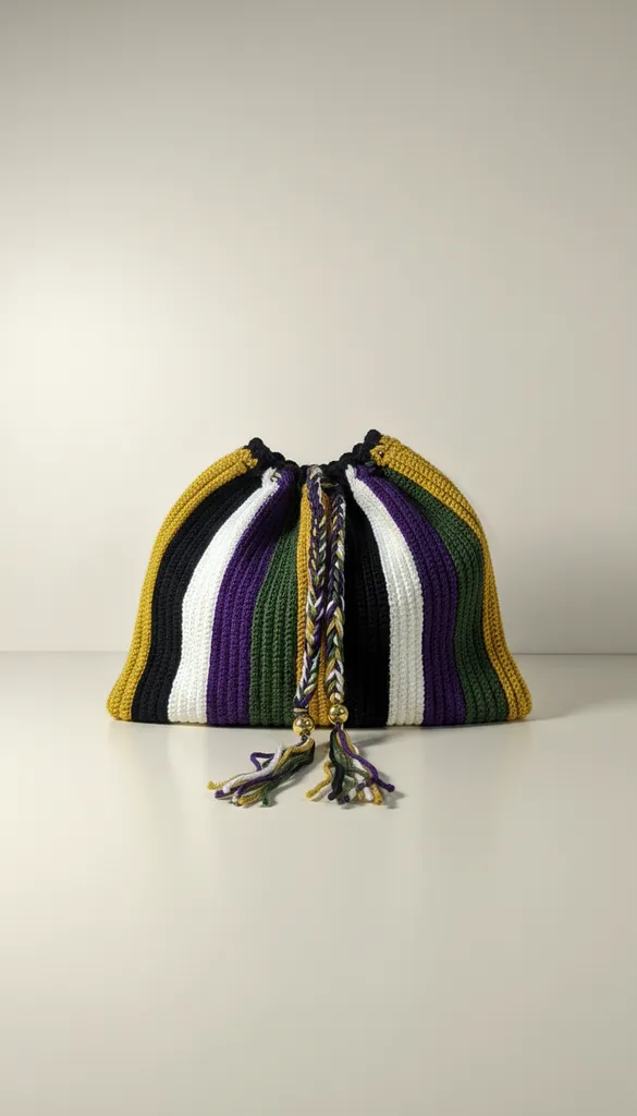 Renkli Örgü Omuz Çantası - Tığ İşi Tasarım ve Kısa Askılı