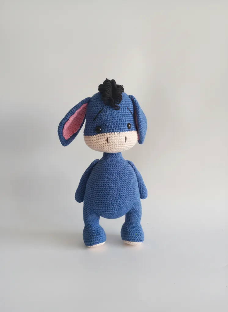 Mavi Örgü Eşek Oyuncak Bebek - Amigurumi - El Emeği