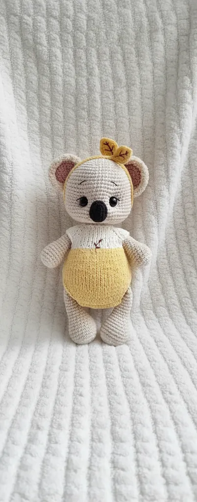 Tulumlu Amigurumi Koala Oyuncak Bebek - 25 cm Uyku Arkadaşı