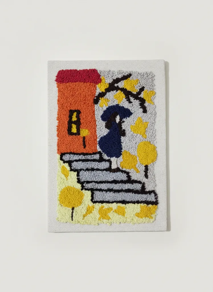 Punch İşleme Duvar Tablosu - Sonbahar Temalı Ahşap Çerçeveli 20x30