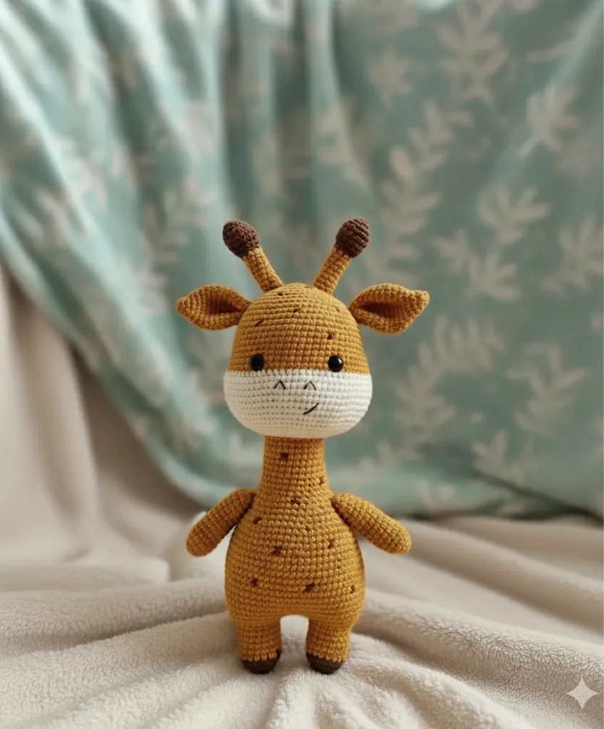 Sarı Amigurumi Zürafa Oyuncak - Organik Pamuk İpliği, El Yapımı