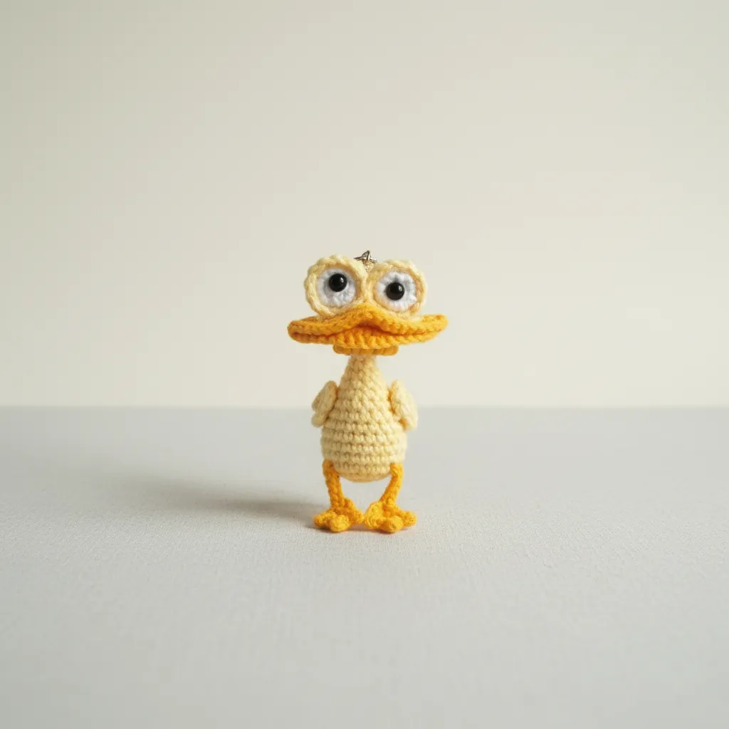 Sarı Amigurumi Şapşik Ördek Anahtarlık - El Emeği Örgü