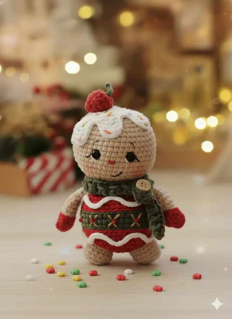 Amigurumi Kurabiye Adam - 15 cm Boyunda Yeni Yıl Hediyesi