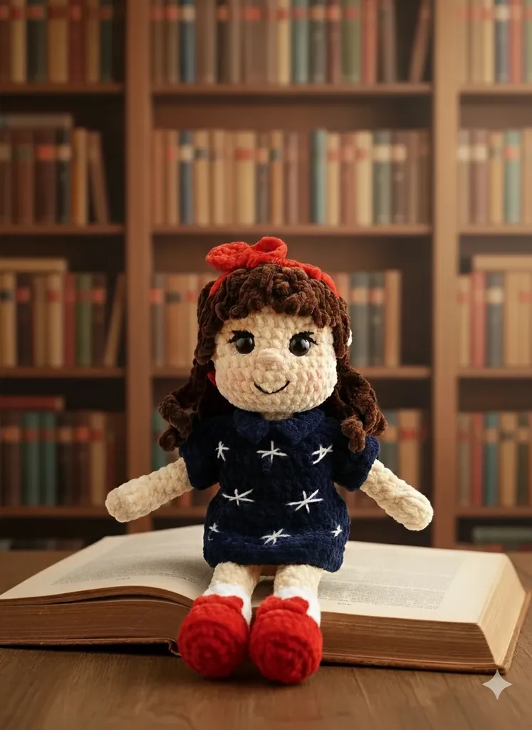 Örgü Matilda Karakter Kız Bebek - 30-35 cm Boyutunda