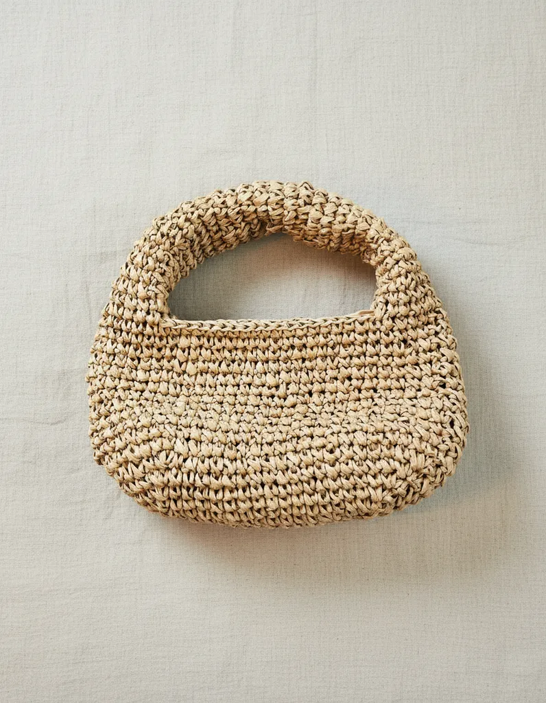 Doğal Rafya Örgü Baget El Çantası - Minimal Tasarım