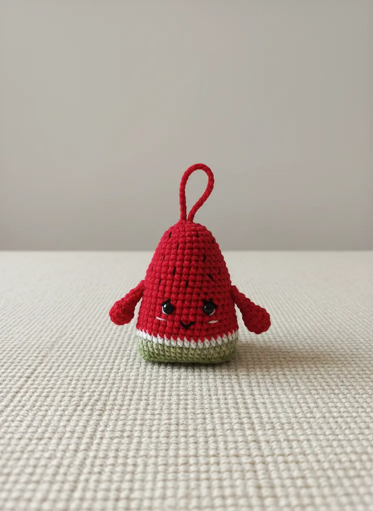 Amigurumi Karpuz Anahtarlık - Organik İp, Tüylenmez ve Antialerjenik