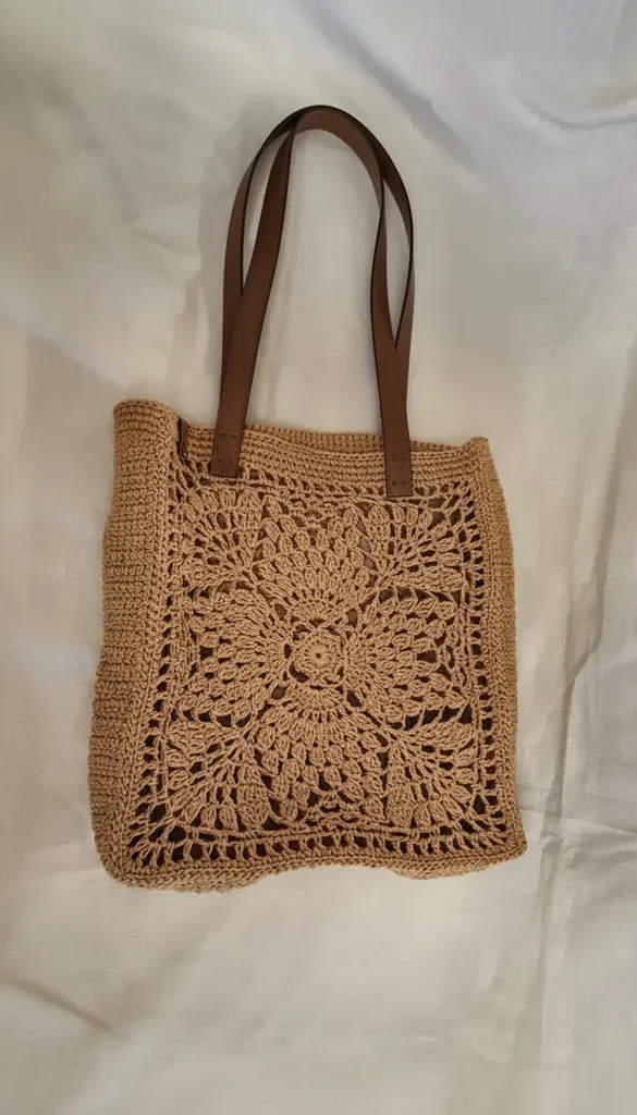 Kahverengi Kağıt İp Örgü Çanta - Astarlı, Günlük ve Plaj Kullanımına Uygun