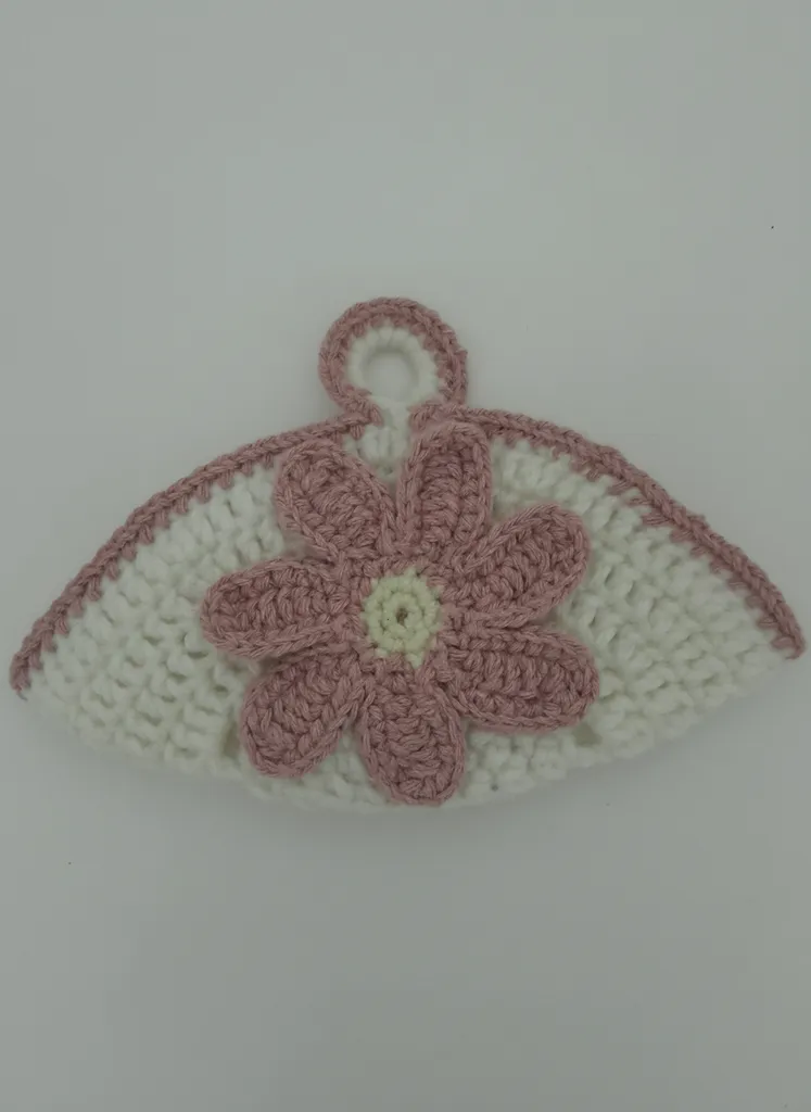 Pembe Çiçek Desenli Beyaz Örgü Gözlük Kılıfı - El Emeği