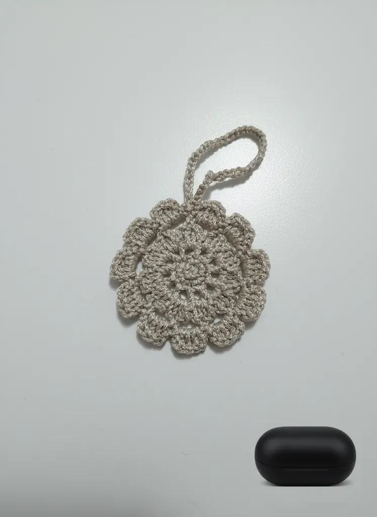 Krem Renkli Örgü Kulaklık Kılıfı ve Çanta Aksesuarı 2'li Set