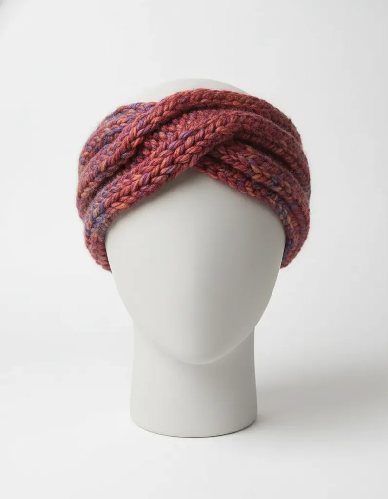 Gökkuşağı Renkli Örgü Saç Bandı, Bandana - El Örgüsü