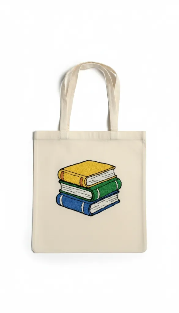 Kitap Figürlü Krem Bez Çanta - Öğretmenler Günü Hediyesi