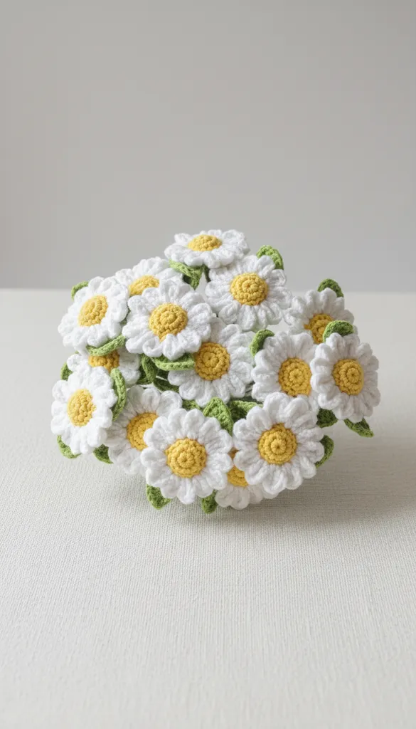 Tığ İşi Papatya Buketi - El Yapımı Dekoratif Çiçek Demeti