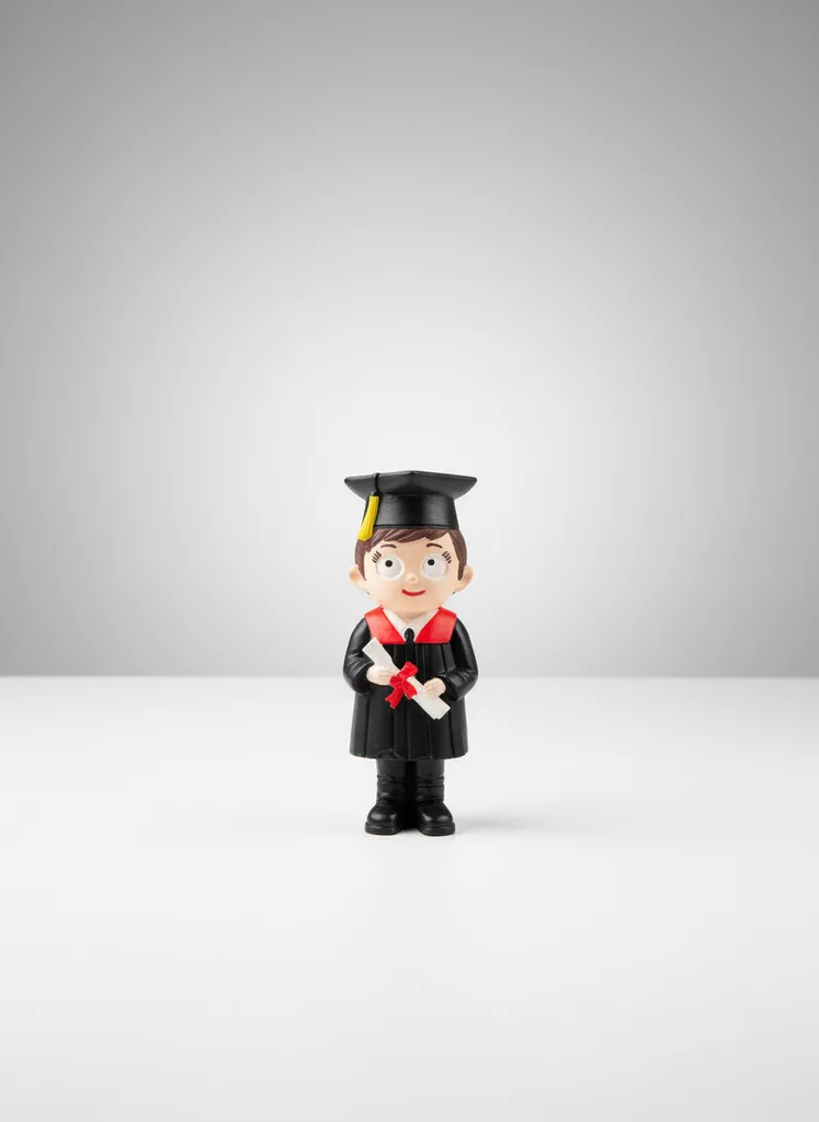 Taş Tozu Mezuniyet Figürü - Sedef Parlaklıklı El Yapımı Öğrenci