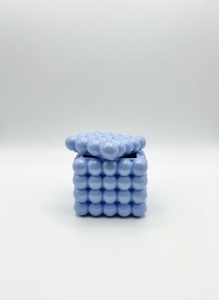 Sedef Mavi Taş Tozu Bubble Takı Kutusu - El Yapımı