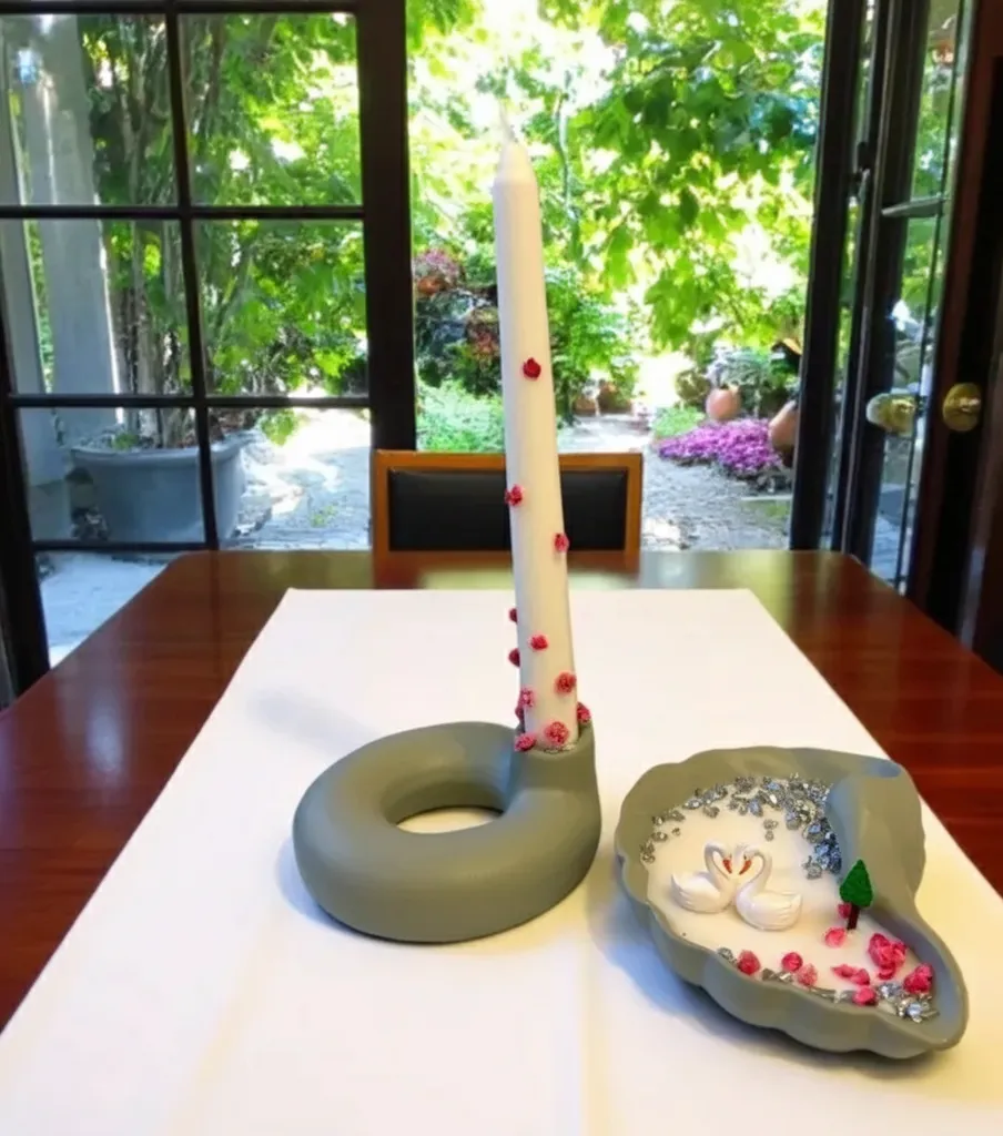 Kuğu Temalı Doğal Soyawax Mum Seti - El Yapımı Dekoratif Mum