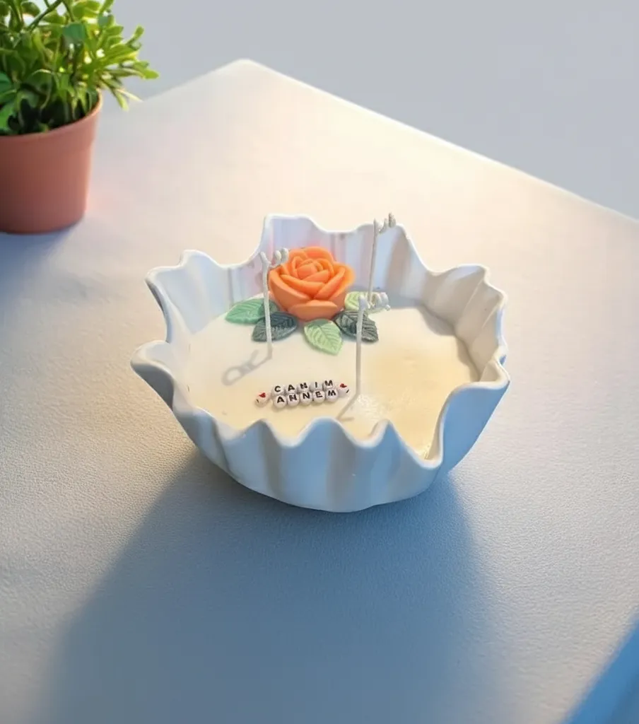 Gül Kokulu Anne Sevgisi Doğal Mum %100 Soyawax Doğal Mum