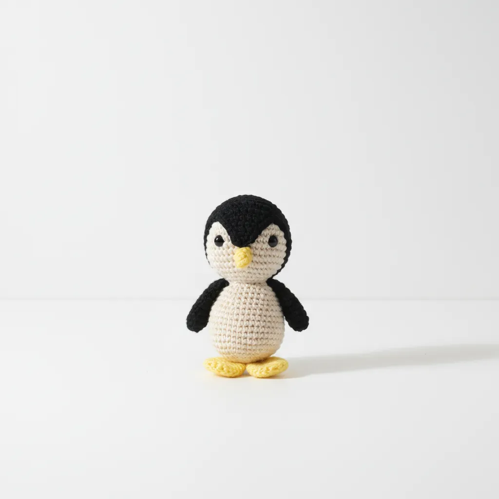 Amigurumi Penguen Anahtarlık - Siyah Beyaz Örgü Bebek Figürü - El Yapımı