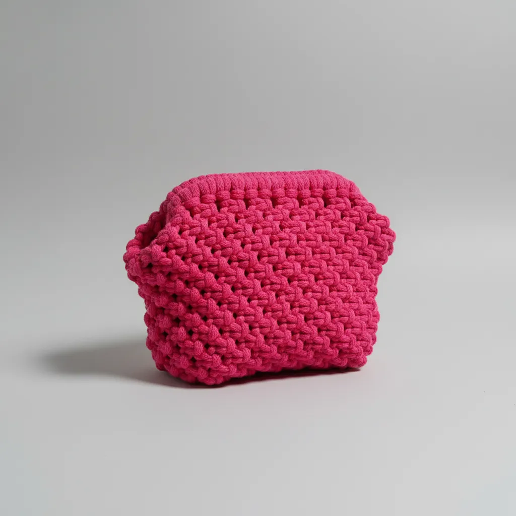 Fuşya Makrome Örgü Çanta - Doris Model, Şık Tasarım