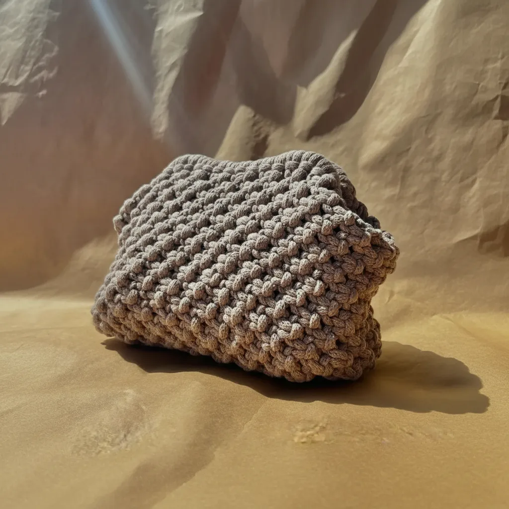 Krem Renkli Örgü Çanta - Doris Model, Makrome El Emeği Tasarım