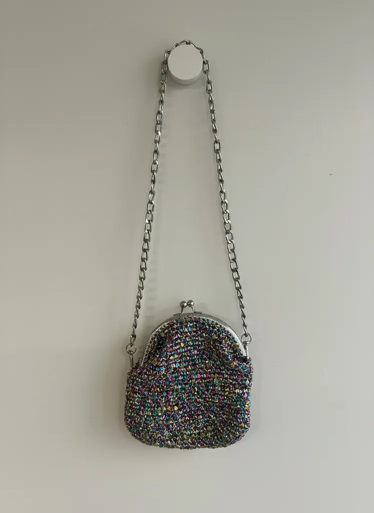 Çok Renkli Simli Zincir Askılı Portföy Çanta - Özel Tasarım