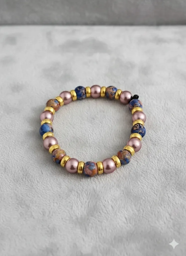 Sedef ve Doğal Taş Detaylı Bileklik - Esnek Yapıda Şık Tasarım