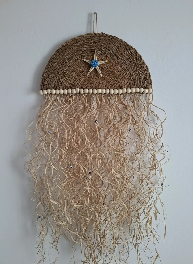 Deniz Yıldızlı Jüt İp Nazarlık Duvar Süsü - El Yapımı Dekoratif