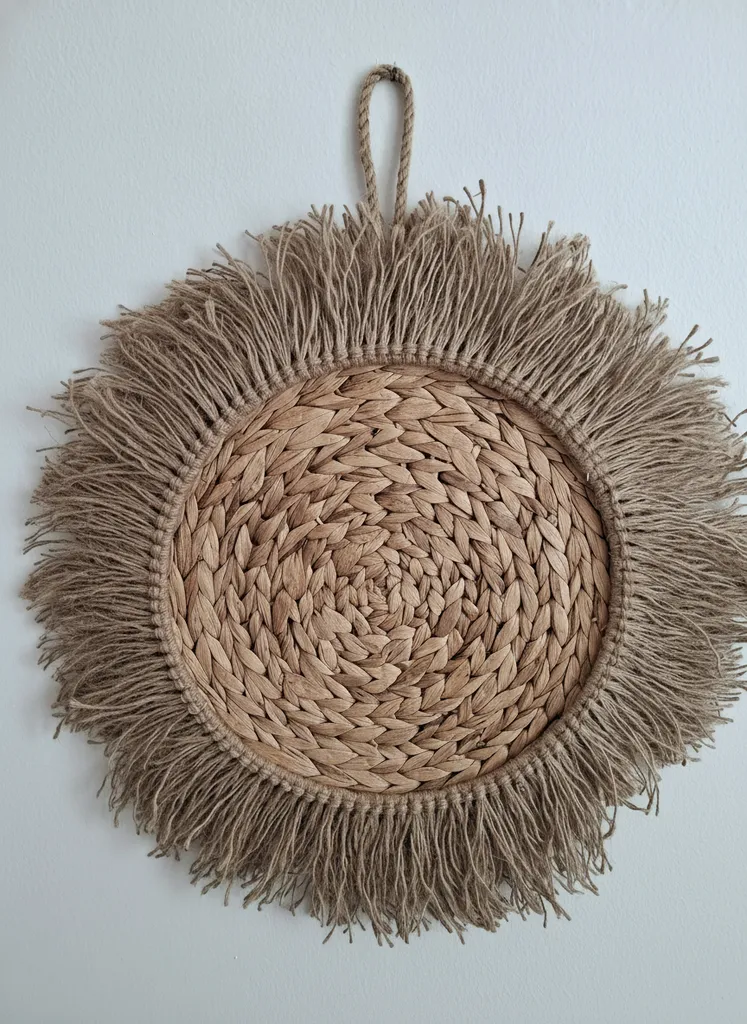 Jüt Hasır Duvar Dekoru - Deniz Yıldızı Detaylı Bohem Tarzı