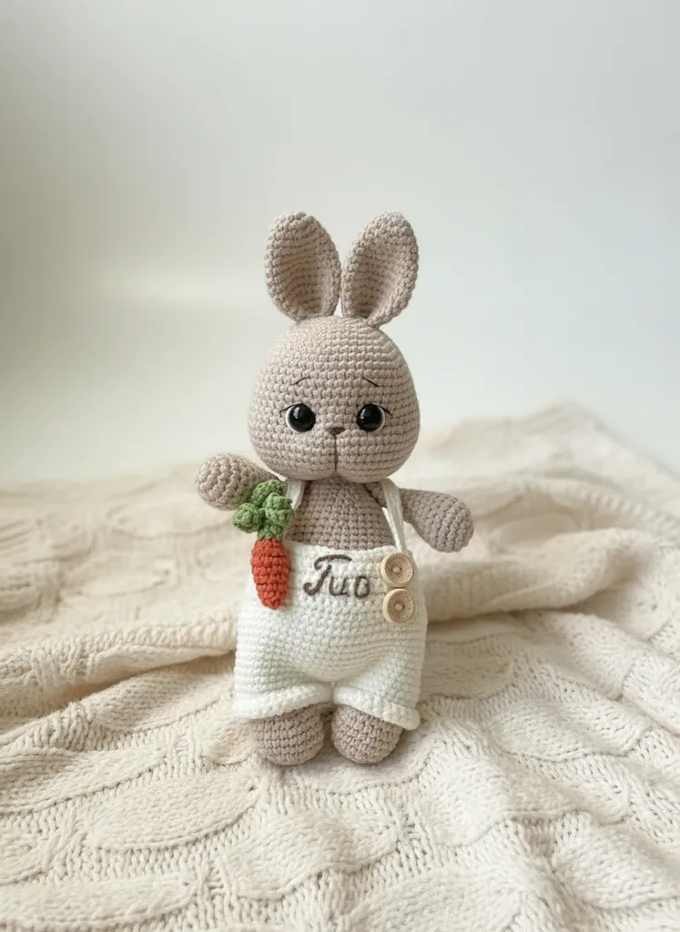 Tulumlu Amigurumi Tavşan Oyuncak - %100 Pamuk İplikten El Emeği
