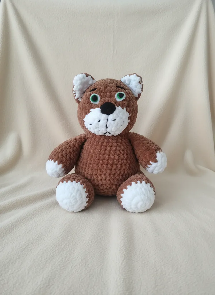 Kahverengi Örgü Oyuncak Ayıcık - Amigurumi El Yapımı Peluş