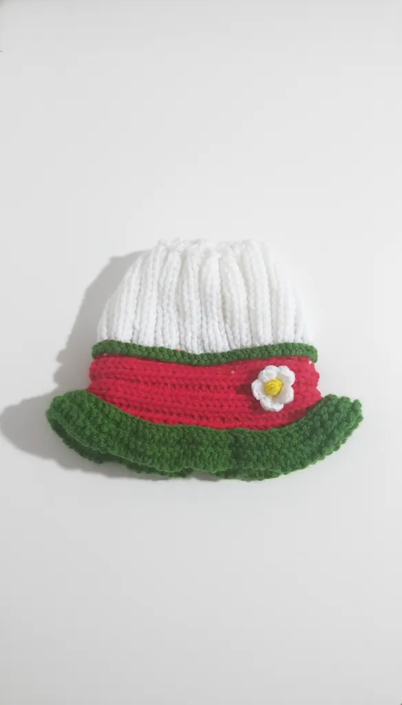 Örgü Papatya Detaylı Renkli Çocuk Bere - El Emeği